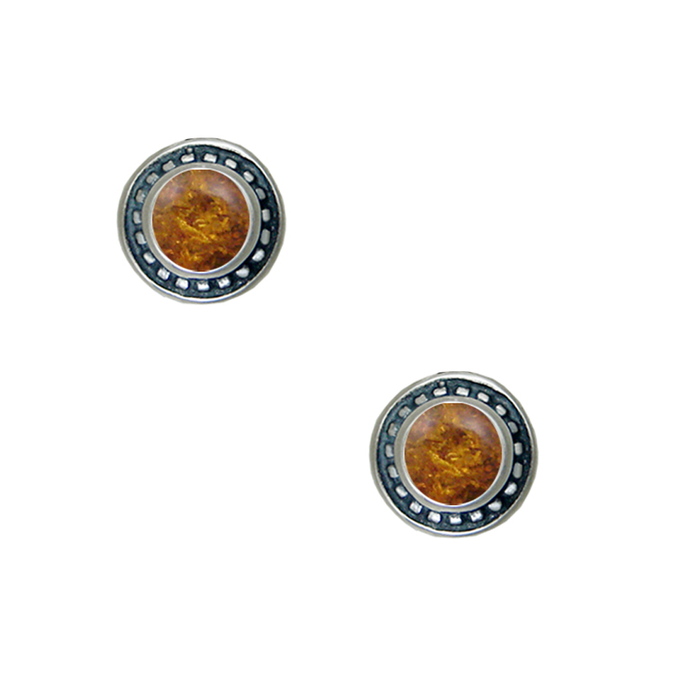 Sterling Silver Petite Amber Post Stud Earrings